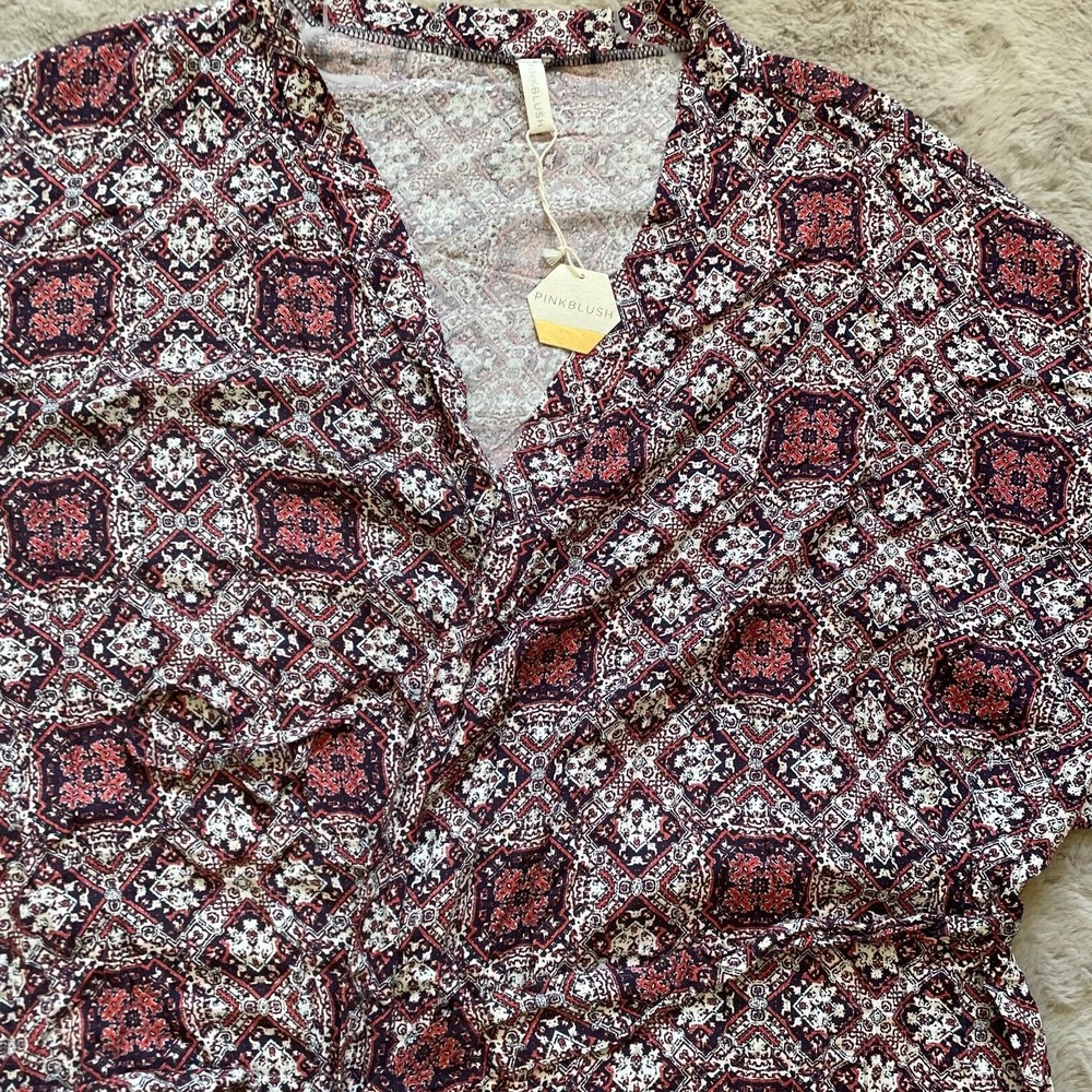 NWT PinkBlush Women's Paisley Kimono Cardigan XL Long Sleeve Tie Waist Boho - Picture 5 of 7
